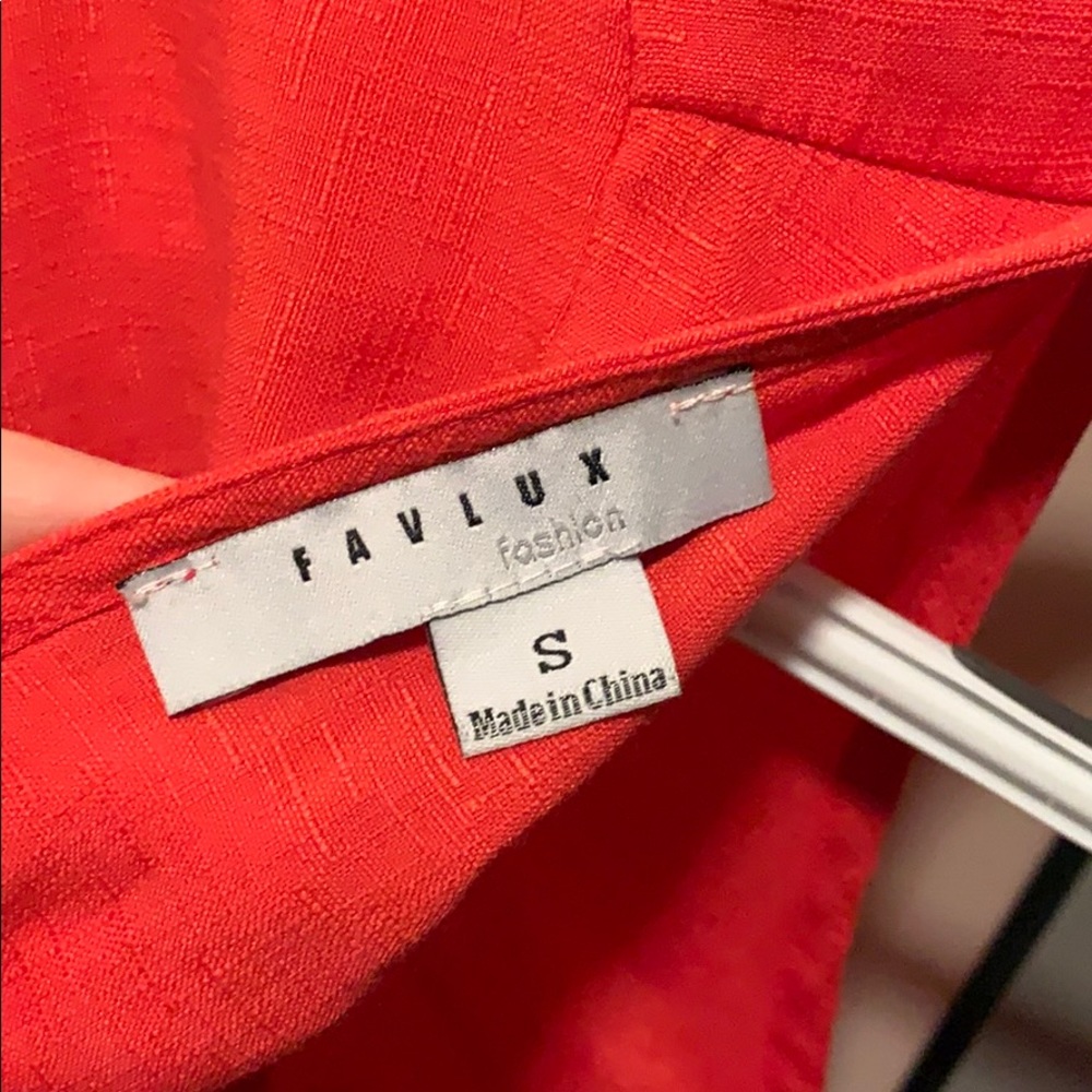 Red Blouse With Open Back And Flow Sleeves - image 3